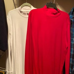 TWO Men’s Lands’ End Mock Turtlenecks, LT